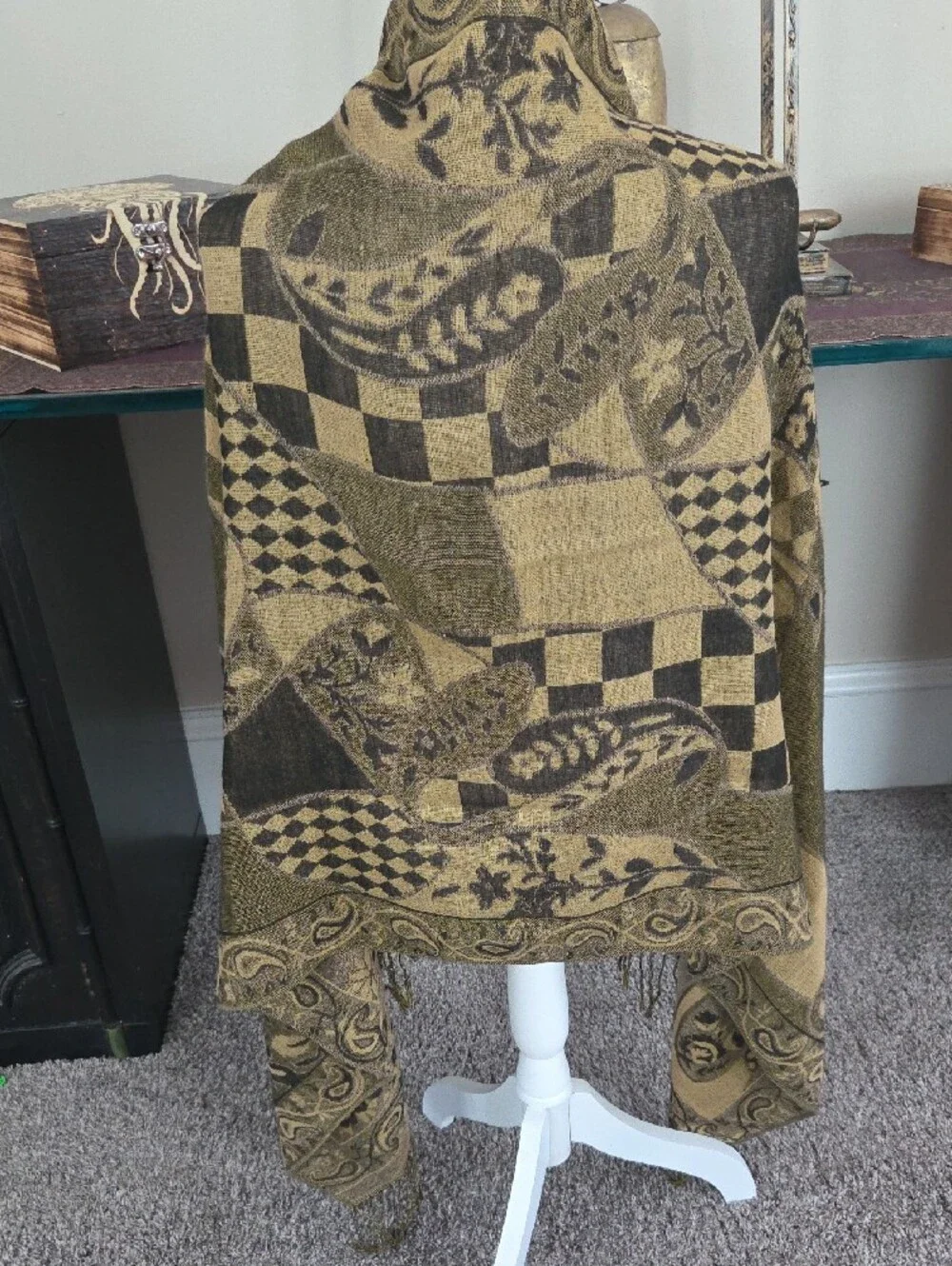 Paisley & Floral Woven Fringe Scarf